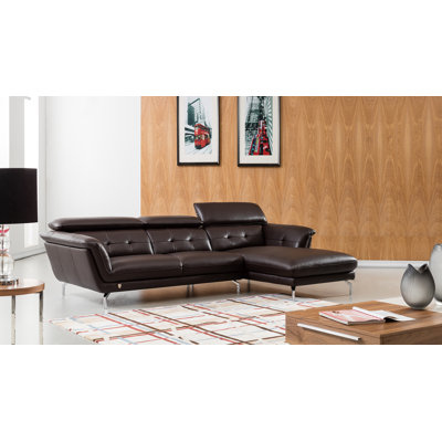 Navya 111" Wide Leather Match Sofa & Chaise by Orren Ellis
