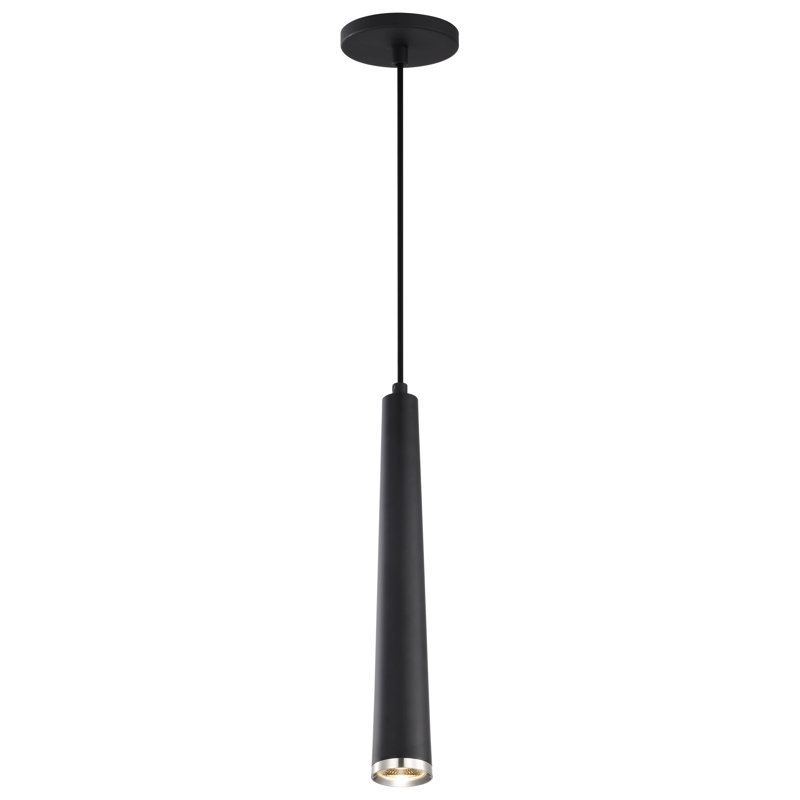 Ernesti 1-Light Integrated LED Dimmable Single Cone Pendant, Matte Black/Brushed Nickel