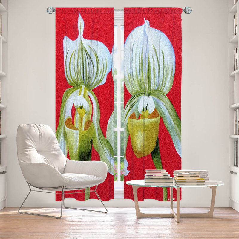 Ensemble de 2 panneaux de rideaux de fenêtre doublés pour orchidées blanches 40 "x 82" Marley Ungaro Gossip Girls
