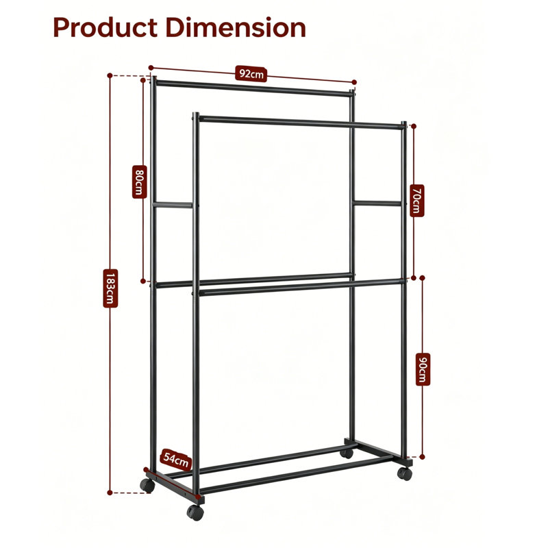 92 cm Rolling Clothes Rack