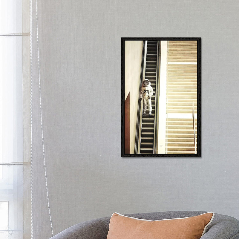 Escalator 1 Piece Wall Art on Canvas, 66.04 cm H x 45.72 cm W, Black Framed