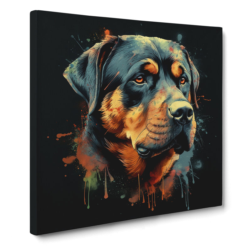 Rottweiler Grunge No.2 - Wrapped Canvas - Framed Print, 35cm H x 35cm W x 3cm D