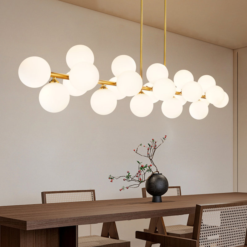 Lustre linéaire moderne en verre bullé 22 lumières à intensité variable Spoutnik