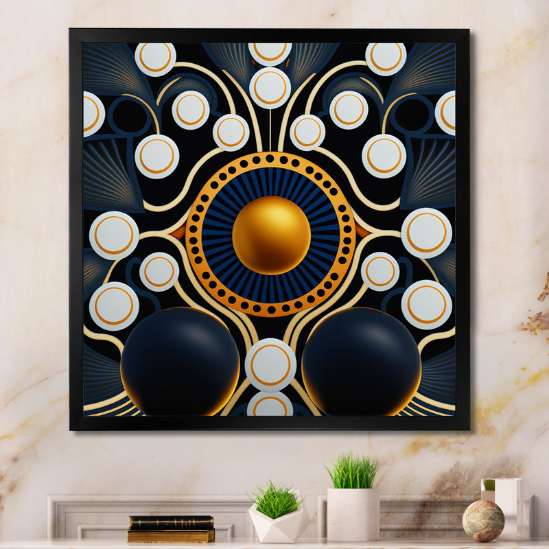" Golden Globe Connections ", Black Picture Framed Canvas, 24" H x 24" W x 1" D