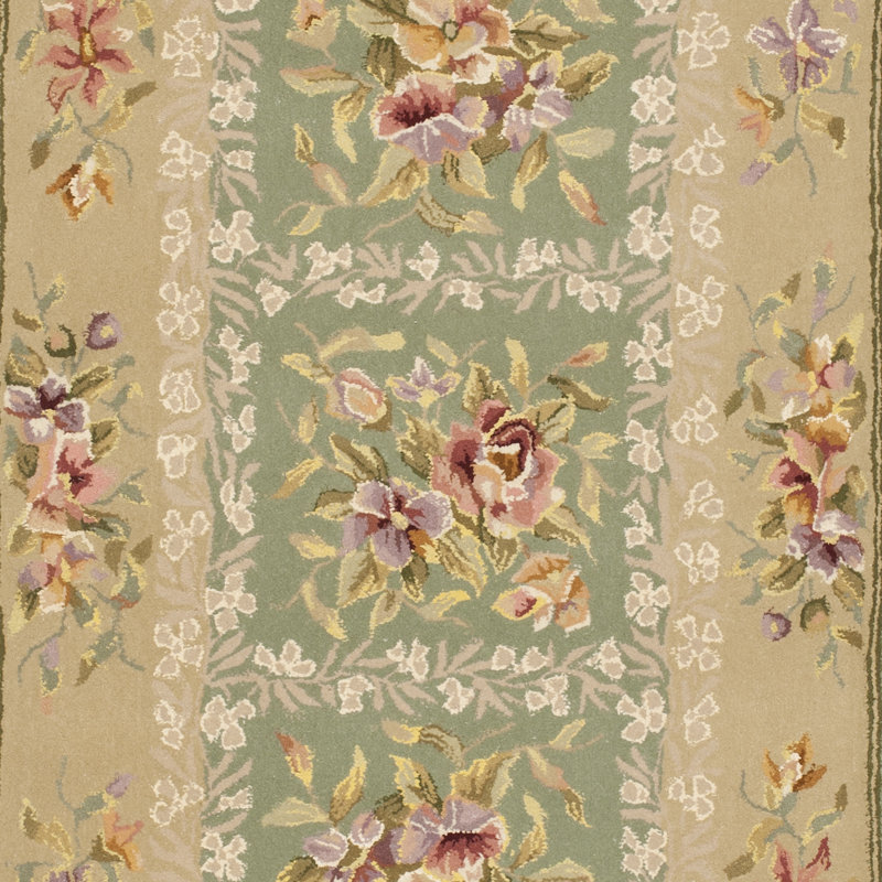 Français de tapis Tapis vert/sable, Rectangle 9' x 12'