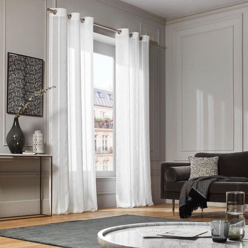 Smithsonian Sheer Single Curtain Panel, White, 200 W x 298 D cm