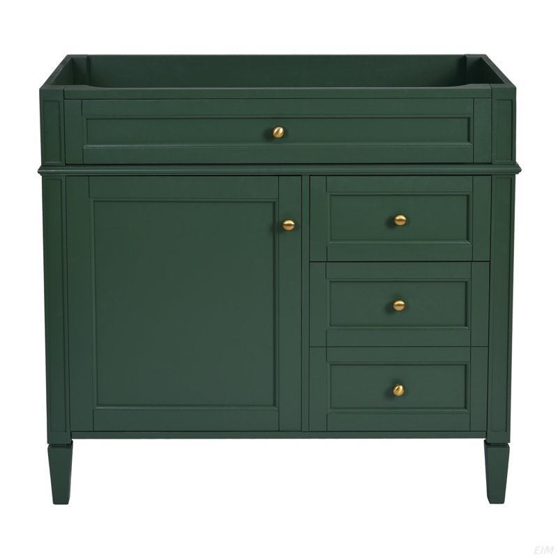 Meuble-lavabo de salle de bain sans lavabo supérieur, armoire de rangement moderne avec 2 tiroirs et un tiroir basculant, 36"