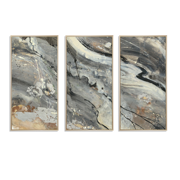 DesignArt Fire And Ice Minerals II Framed On Canvas 3 Pieces Print ...