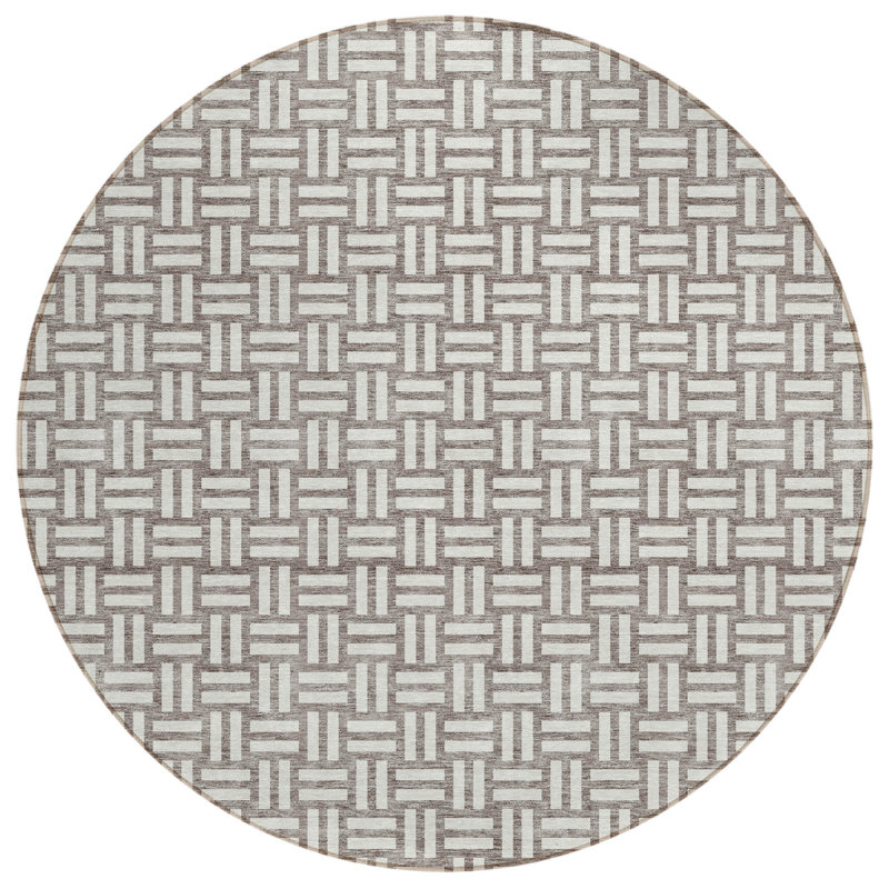 Tapis d'intérieur rond lavable taupe et gris HomeRoots 8 pi