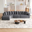 131.1-Inch Chenille L-Shaped Modular Sectional Sofa - Cloud-Shaped Curved, 10 Pillows, Left Chaise-2091708598