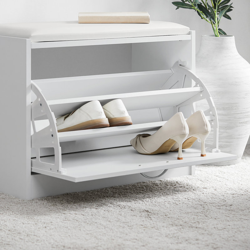 6 Pair Flip Down Shoe Storage, White