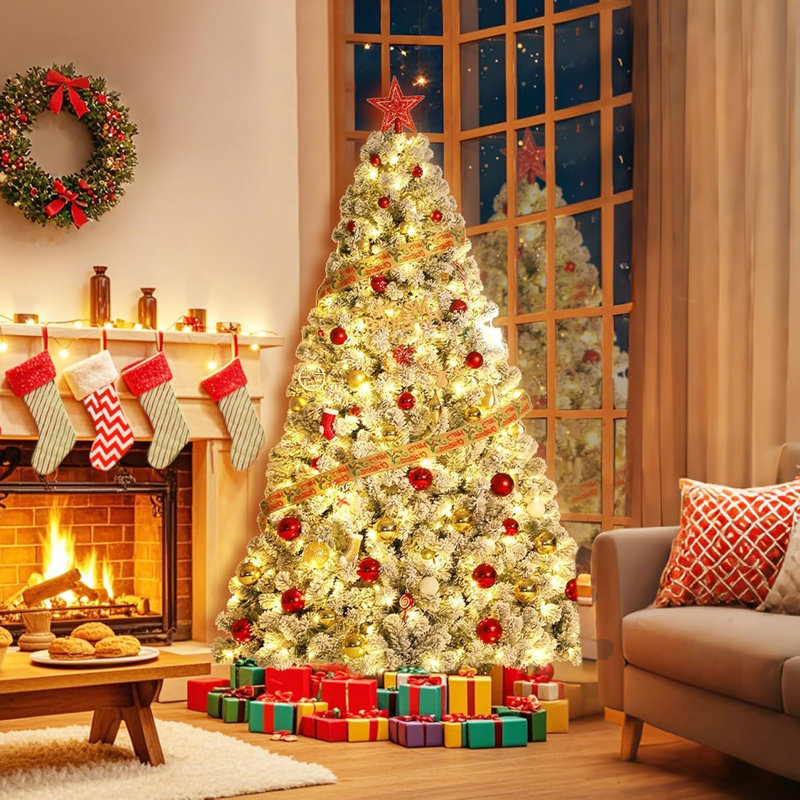Lighted Artificial Christmas Tree, 7.5' H