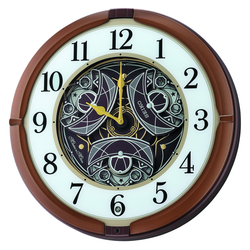 QXM380BRH Melodies In Motion Clock, Metallic Brown