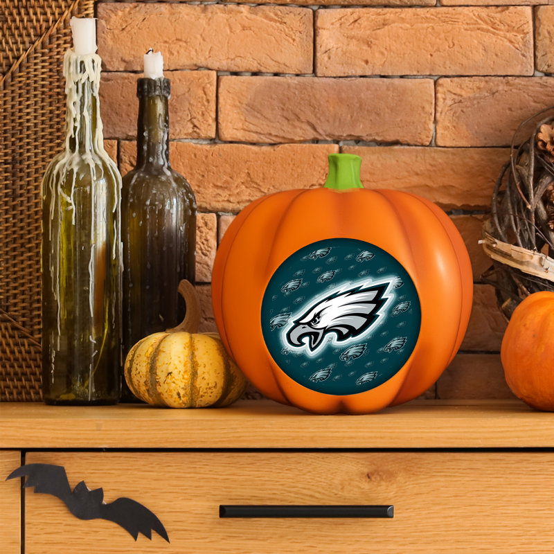 Décoration citrouille en résine avec logo DEL 3D des Eagles de Philadelphie (NFL) | 25 cm