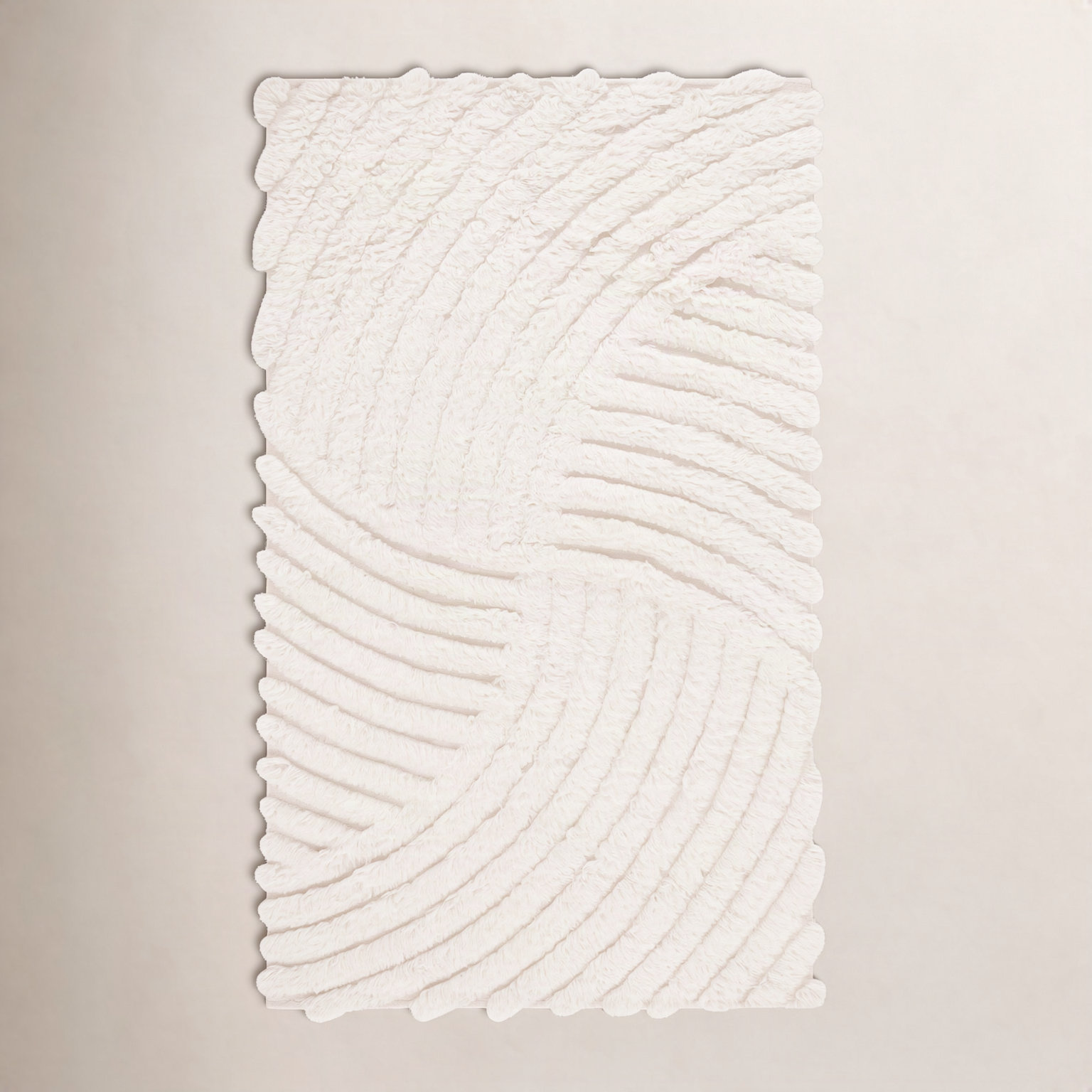 Abriel Ivory Hand-Woven Abstract Wool Rug, Rectangle 2'3" x 5'