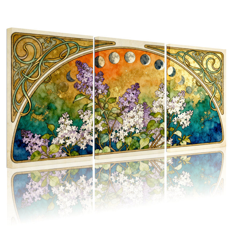 Ensemble de 3 impressions sur toile Art Nouveau, H 30 po x l 60 po