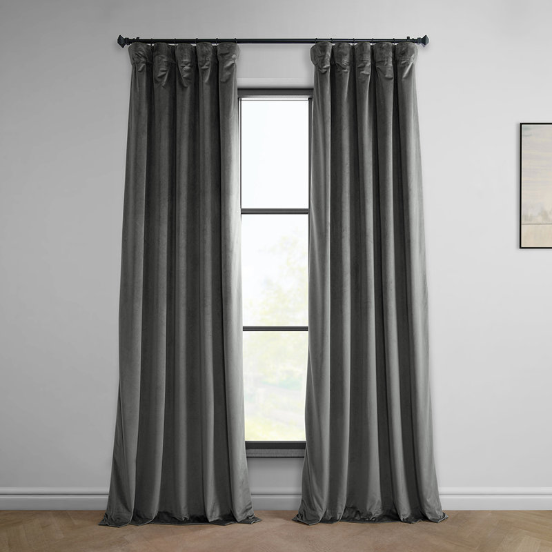 Matra Room Darkening Rod Pocket Single Curtain Panel, 50" W x 96" L, Pepper Gray