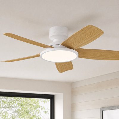 42" Easy-to-Install Modern Flush Mount Low Profile Small Room Ceiling Fan with LED Light and Remote