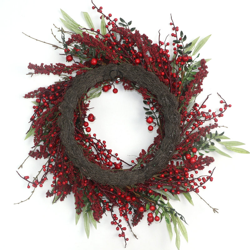 Winter Berry Olive 24 Inch Unlit Wreath