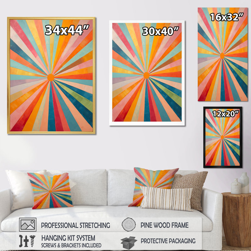 «Colorful Mid Century Optical Serenade I», reproduction d'art sur toile abstraite, Cadre photo noir