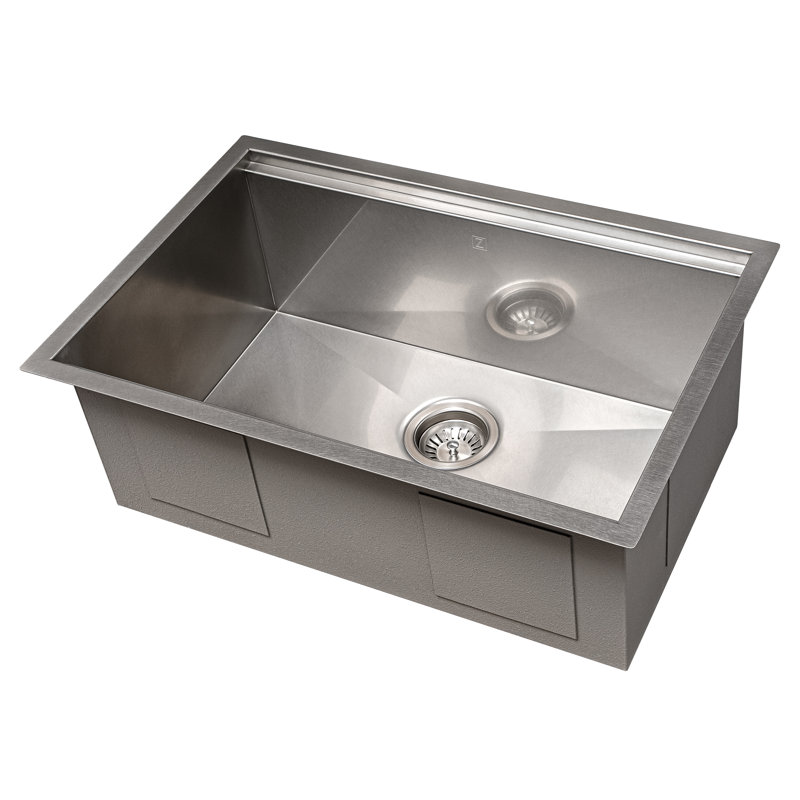 ZLINE 27" Garmisch Undermount Single Bowl Fingerprint Resistant Stainless Steel Kitchen Sink with Bottom Grid and Accessories