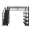 Grand lit mezzanine en métal avec unités de rangement, lit avec armoires intégrées et garde-robe