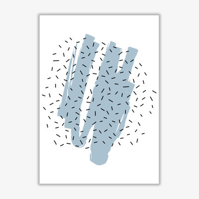 Blue Paint With Black Polka Abstract - Print