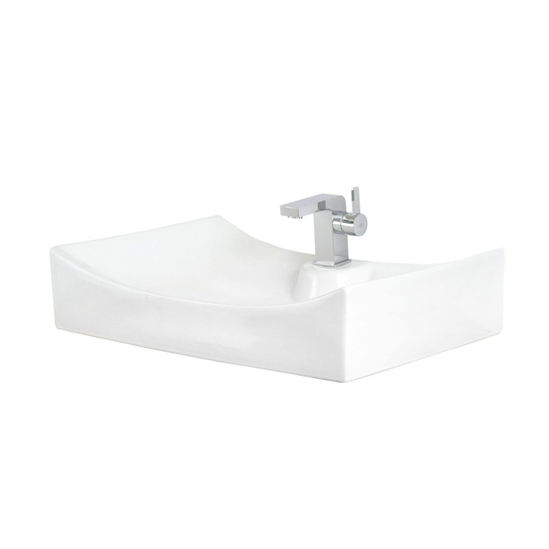 DAX Ceramic Rectangular Single Bowl Bathroom Basin, White