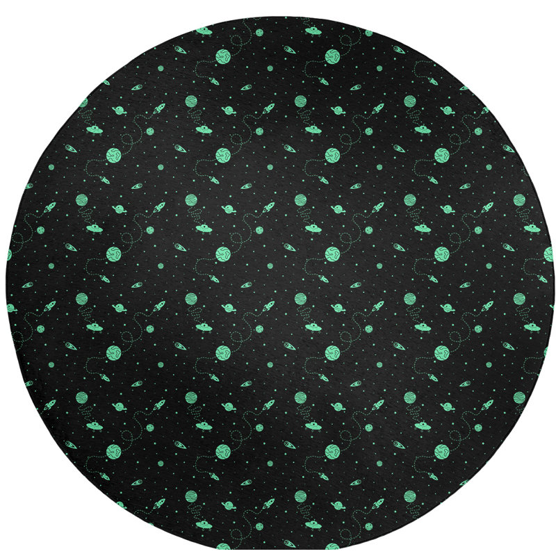 Chenille Toile Indoor Rug, Round 5'
