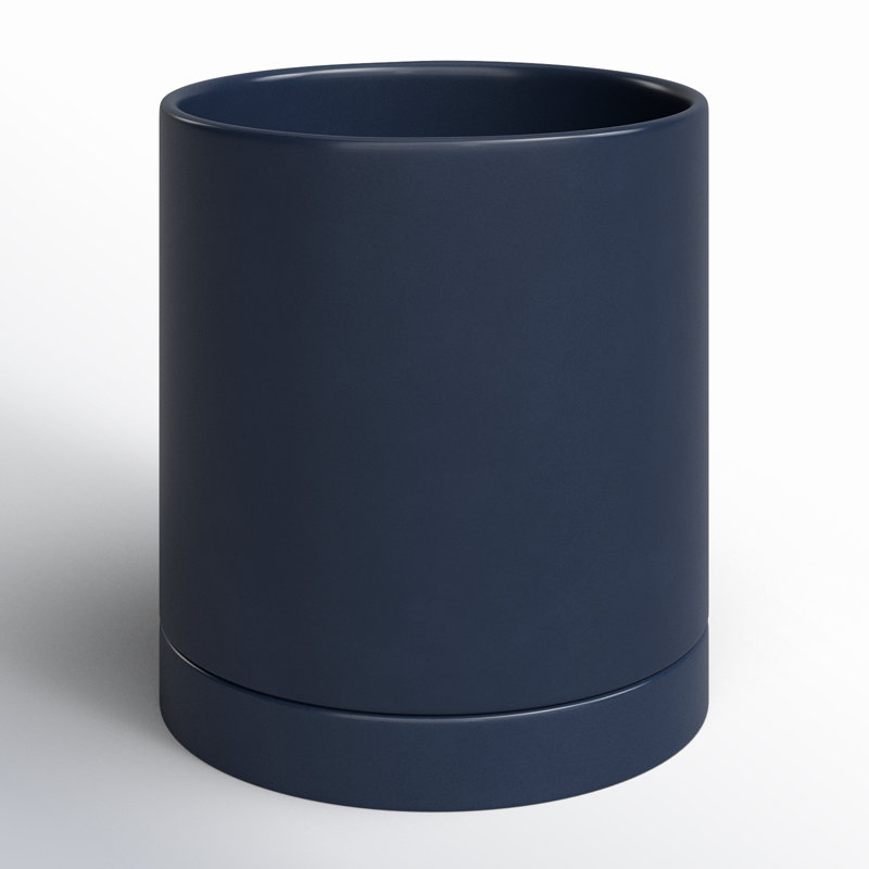 Pot de fleurs en céramique Carlotta, H 5,75 po x l 5 po x P 5 po, Bleu foncé