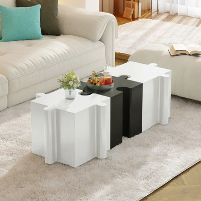Ensemble de 3 tables de casse-tête artistiques, tables d'appoint modulaires MGO avec emboîtement (2 convexes et 1 concave), capacité de 200 lb pour l'intérieur et l'extérieur