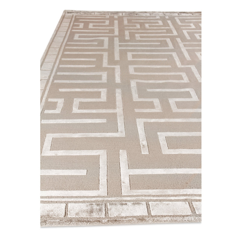 Metro-Velvet Geometric Area Rug in Beige, Rectangle 8' x 10'
