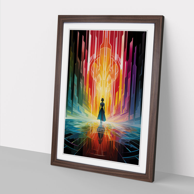 Rainbow Art Deco - Framed Print, Walnut, 64cm H x 46cm W x 2cm D