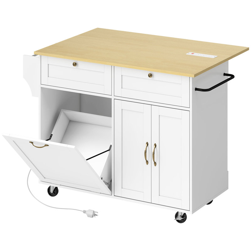 Îlot de cuisine 51 "avec prise électrique, Blanc