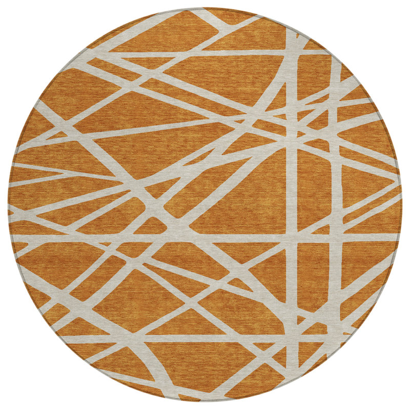 Zephina Orange Washable Indoor-Outdoor Rug - , 3' x 5'