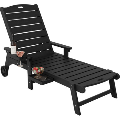 All Weather HIPS Adirondack Outdoor Chaise Lounge Chair with Adjustable Backrest