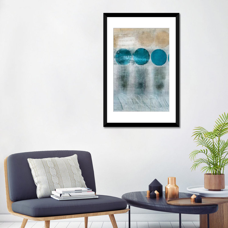 « blue moon i », reproduction d’art sur toile encadrée, Papier avec cadre noir, H 32 po x l 24 po x P 1 po, Blanc