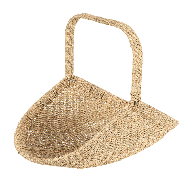 Panier de fleurs en ruppie tissée avec poignée amovible