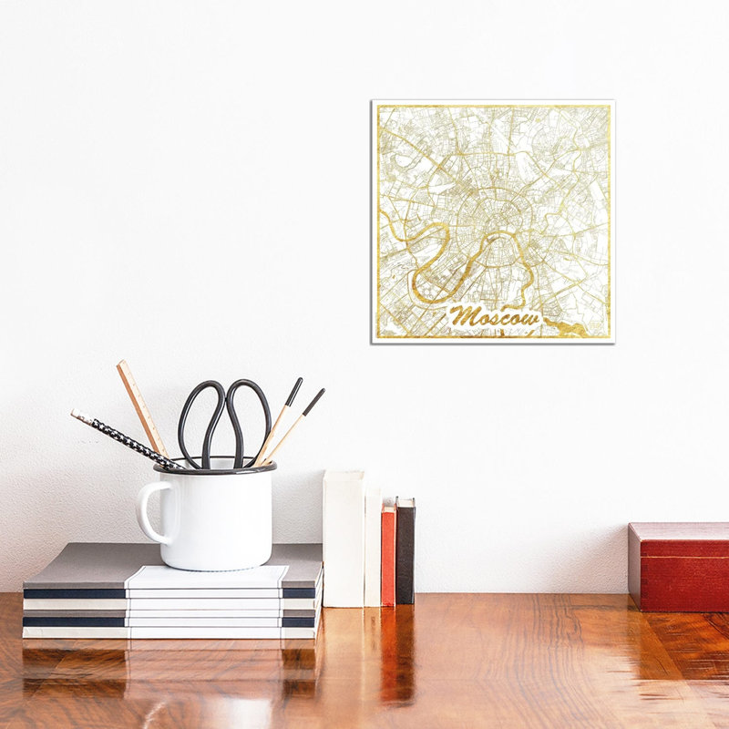 Moscow Leaf Urban Blueprint Map by Hubert Roguski - Wrapped Canvas Print, 30.48 cm H x 30.48 cm W