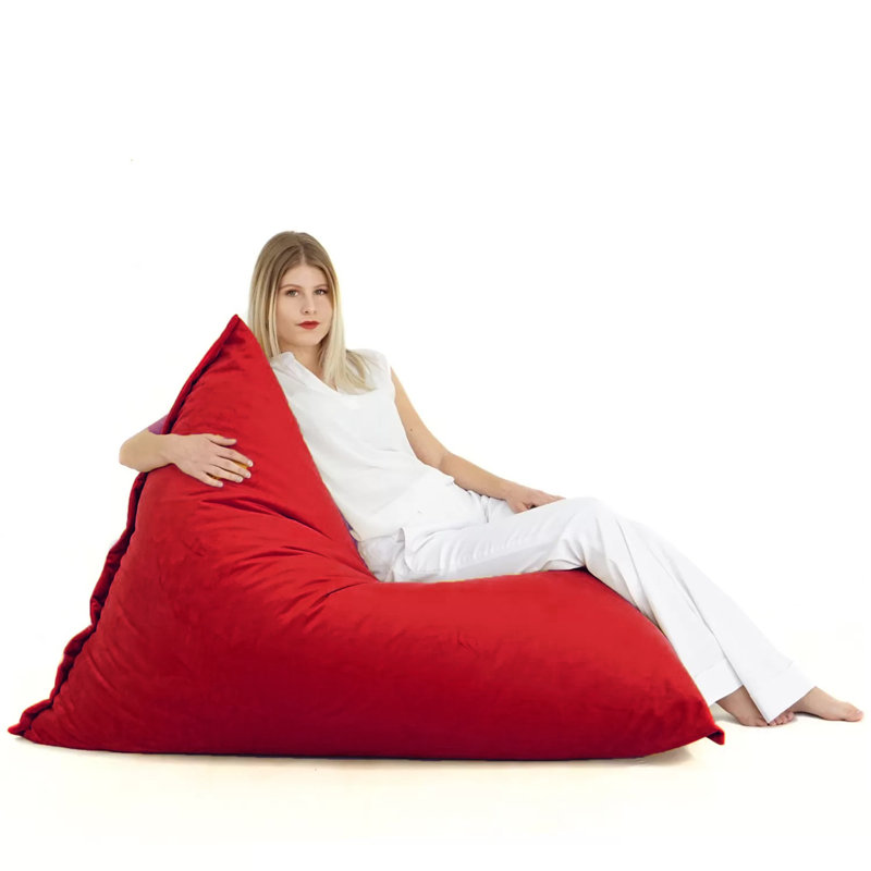 Large Origami Velvet Bean Bag Cover - 55" X 42" - Red, Red Polyester