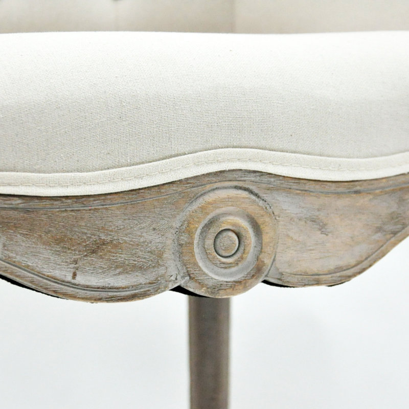 Kiley Upholstered Dining Chair | Handcrafted Linen Armchair with Carved Frame, Elegant Dining Room Furniture