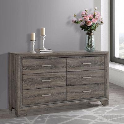 Commode 6 tiroirs en chêne brun