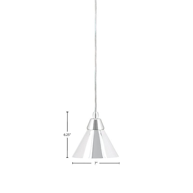 Cord Hung Mini Pendant With 7" Metal Shade, Chrome