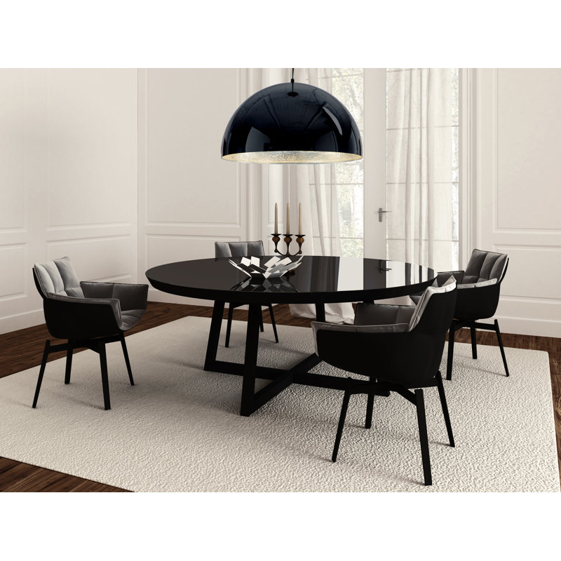 Luminaire suspendu en forme de dôme à 1 lumière Pizano, Noir, H 17 po x l 31 po x P 31 po