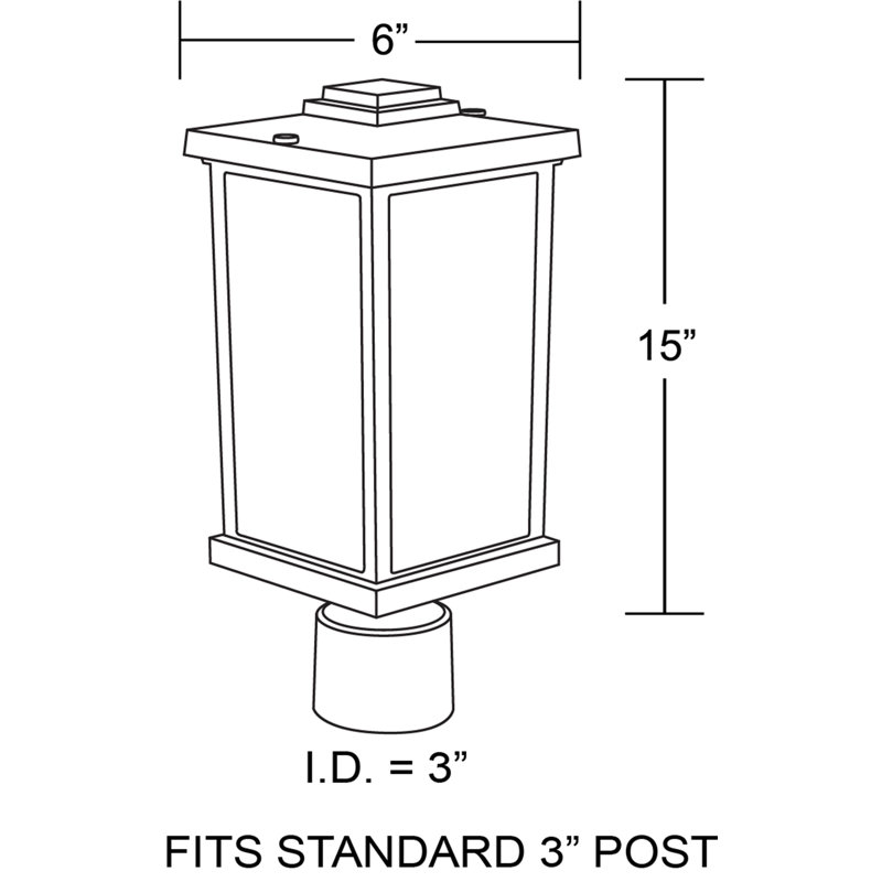 Artisan Square Post Top Fixture with Frosted Acrylic Lens, Bronze, 4000K