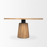 Swanson 60" Light Brown Wood Round Pedestal Dining Table