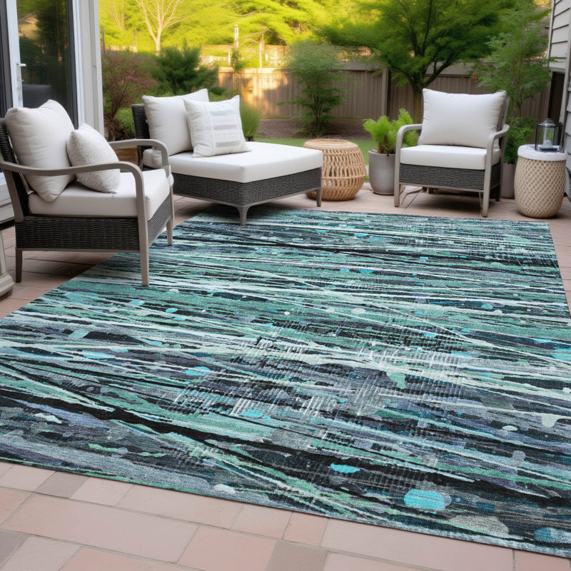 Machine Washable Indoor/Outdoor Amanda ACN2126 Striped Rug, Rectangle 8' x 10'