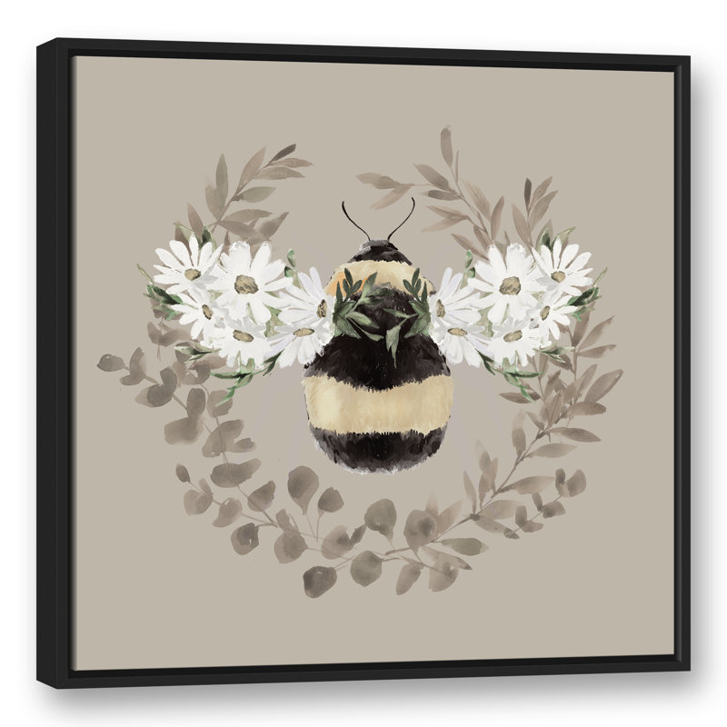 Bumble Bee Wreath - reproduction de cadre flottant sur toile, L 31,75 po x H 31,75 po