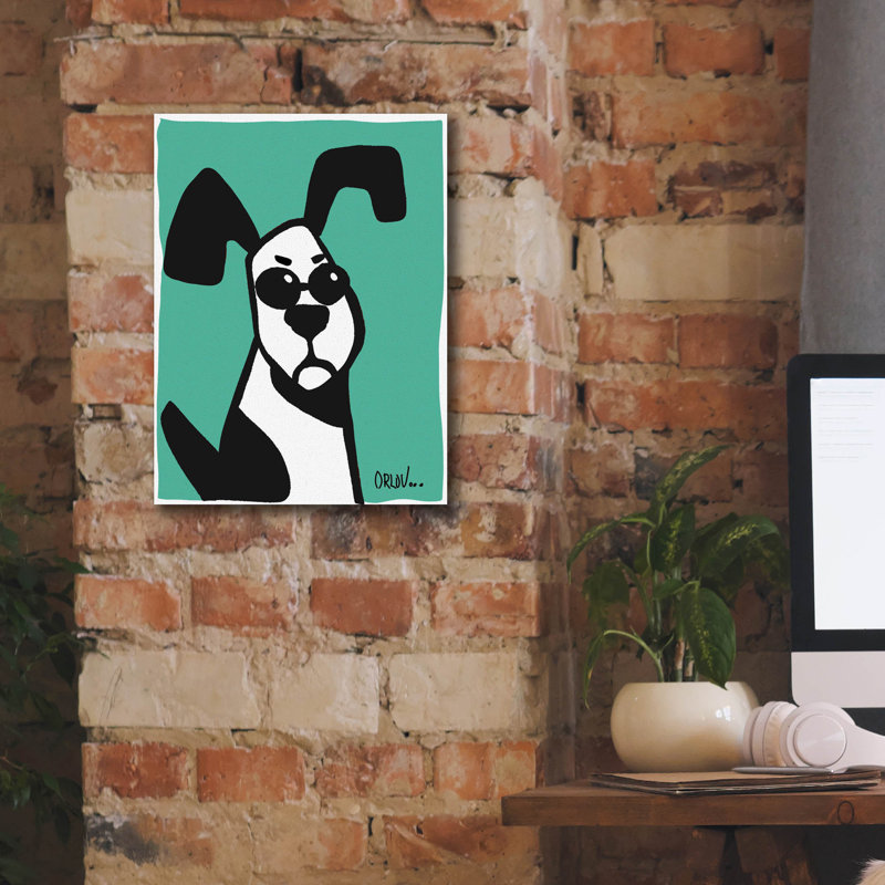 «Dog On Teal» par Irena Orlov, H 16 po x l 12 po