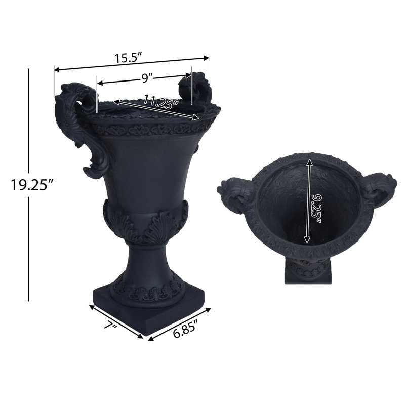 Jardinière en urne romaine LifeSky de 15 lb pour le vestibule du porche: rehausse instantanément l'attrait de la terrasse - Vous recevez des invités ce week-end? - Résistant aux intempéries et fabriqué à la main